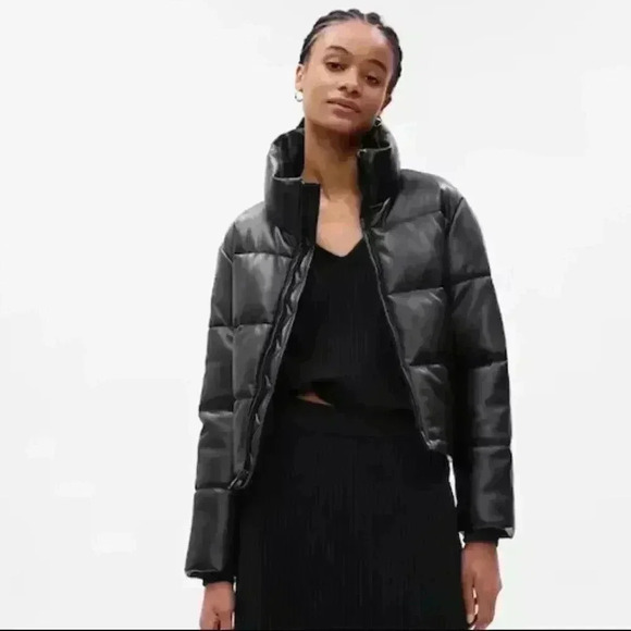 GAP Big Puff Cropped Faux Leather Jacket - Picture 1 of 6